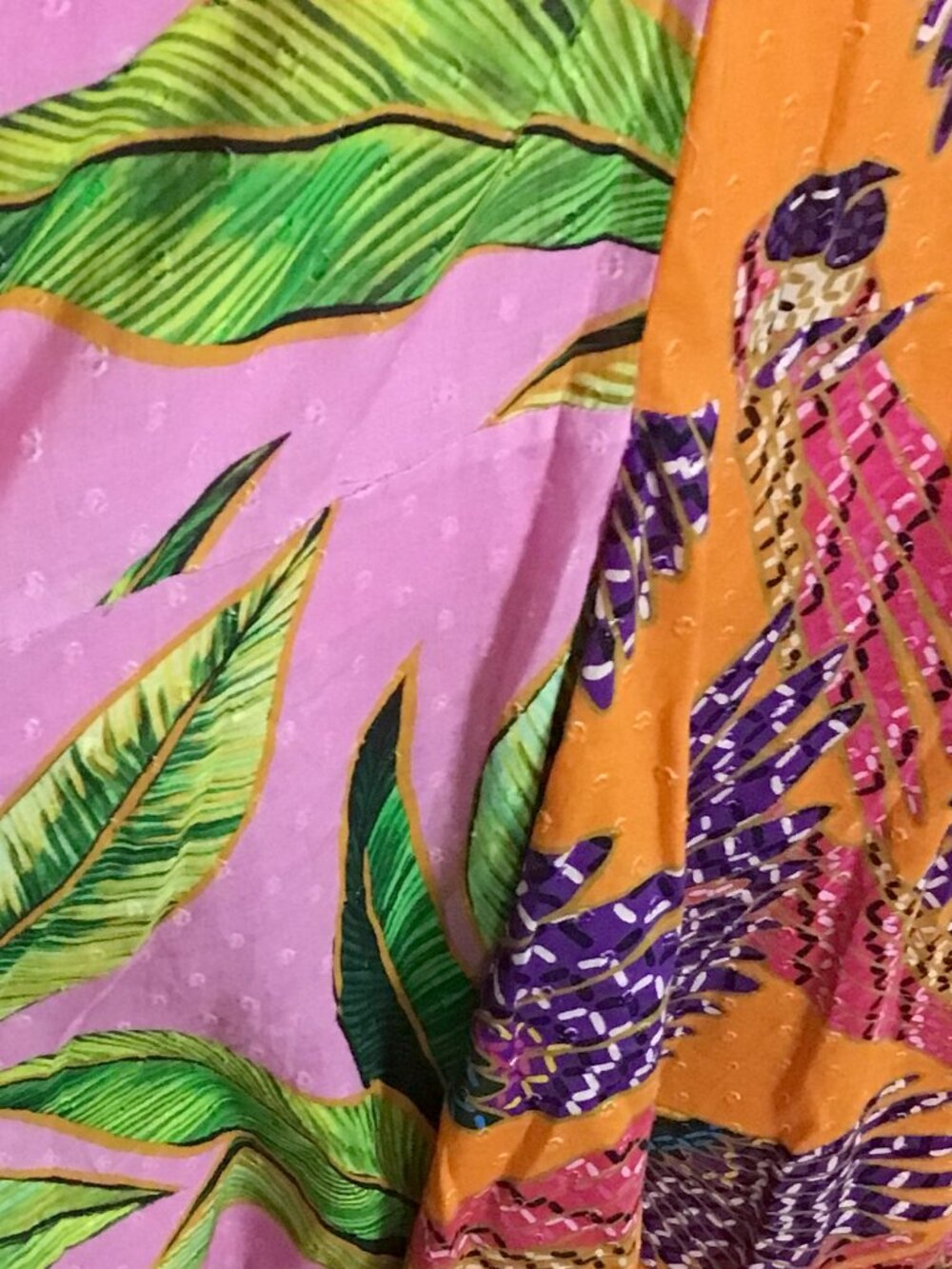 FARM RIO Mixed Prints Beaded Macaw Pink Foliage Midi Wrap Dress - Picture 9 of 15